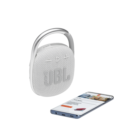 JBL Clip 4 - White - Ultra-portable Waterproof Speaker - Detailshot 1